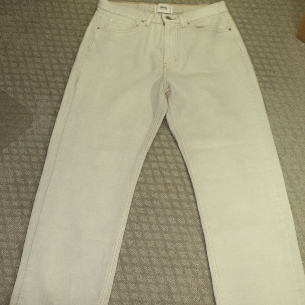 Urban Outfitters BDG Distressed Cream Cowboy Jeans High Rise Relaxed Fit Size 30 - Picture 3 of 7
